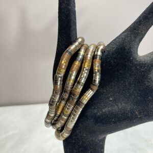 Mixed Metal Coil Snake Necklace or Bracelet Moldable Jewelry Vintage Retro
